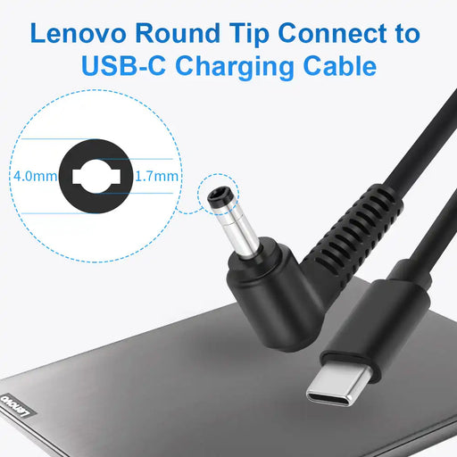 [KingMa] Fast Charging Cable for Lenovo Round Tip 4.0mm x 1.7mm DC 4017 to Type - C Laptop - 1.5m Length Replacement