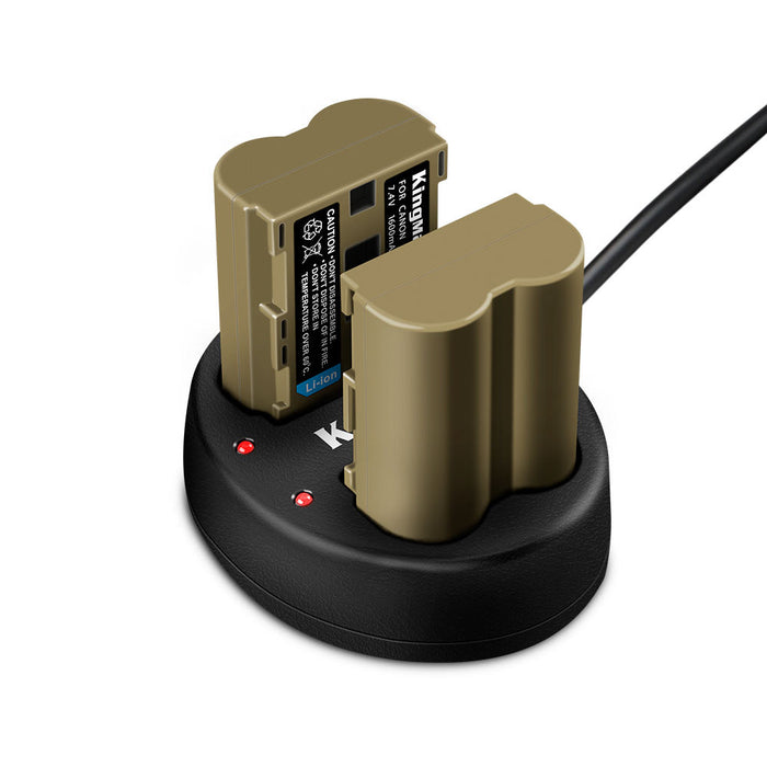 KingMa BP-511 & BP-511A Replacement Battery and Charger Set | Canon | Dual Slot | LED