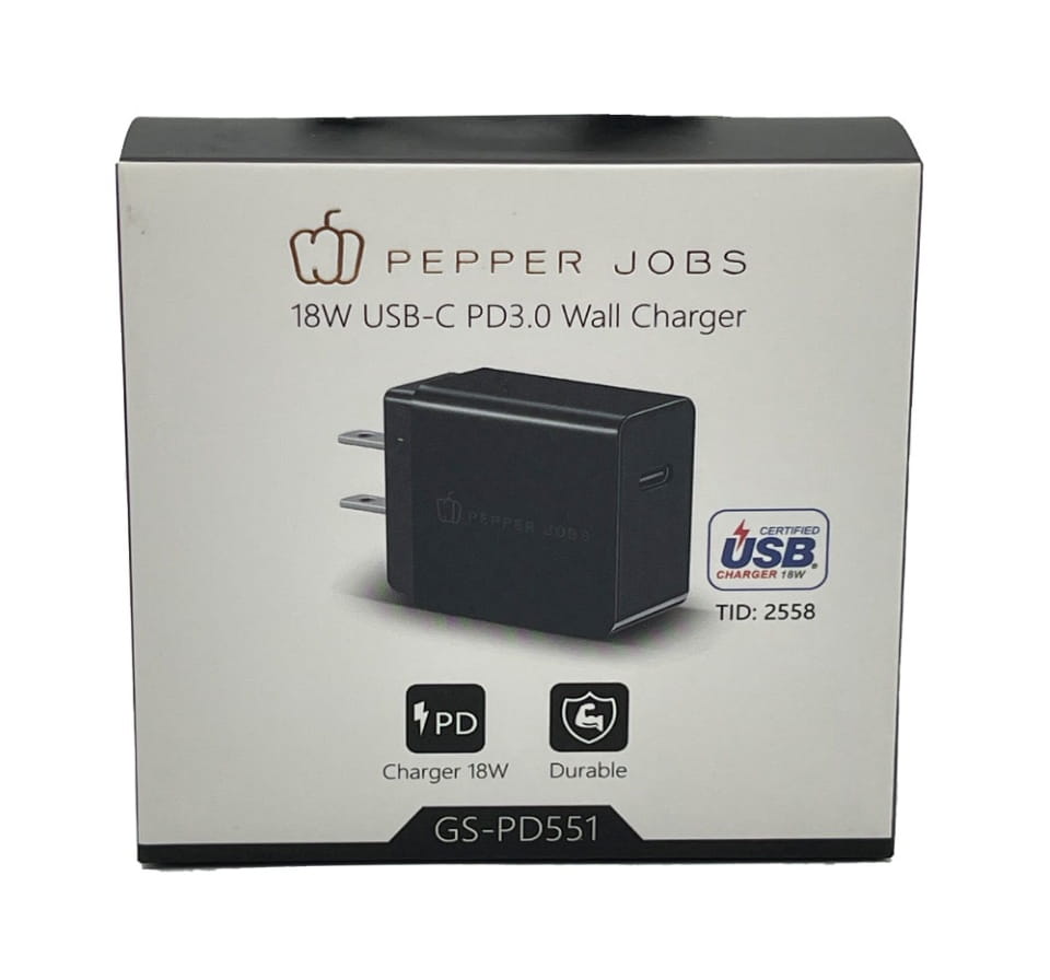 [PEPPER JOBS] 18W USB - C PD3.0 Wall Charger - US Plug Version