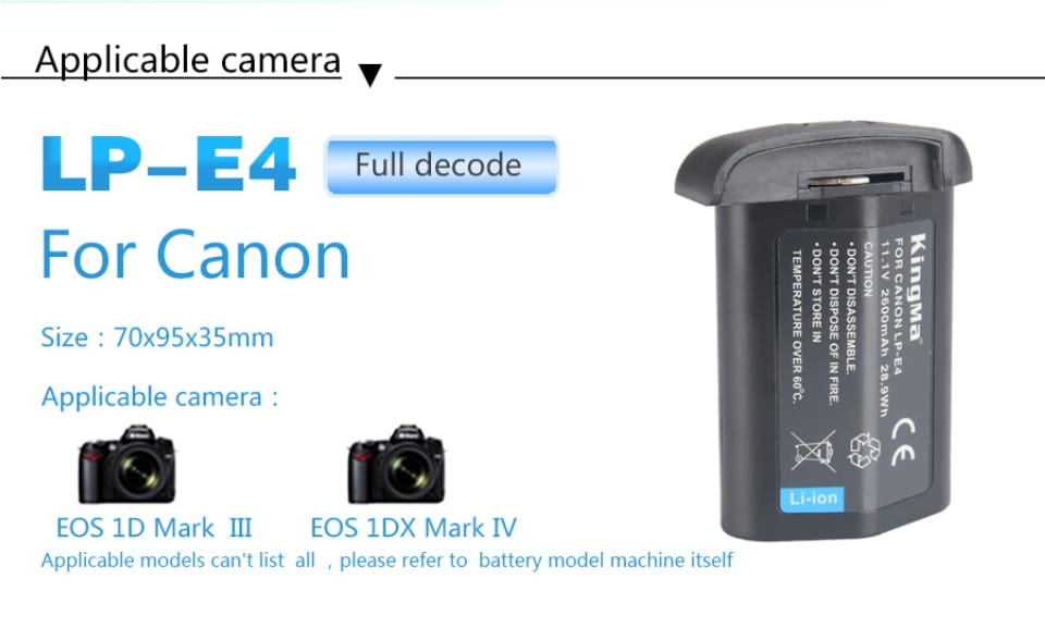 Canon LP - E4 2600mAh Replacement Battery