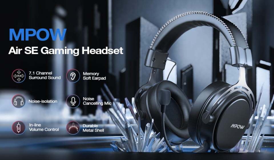 [Mpow] Air SE Gaming Headset For All Major Gaming Devices With Flexible Noise - Canceling Mic