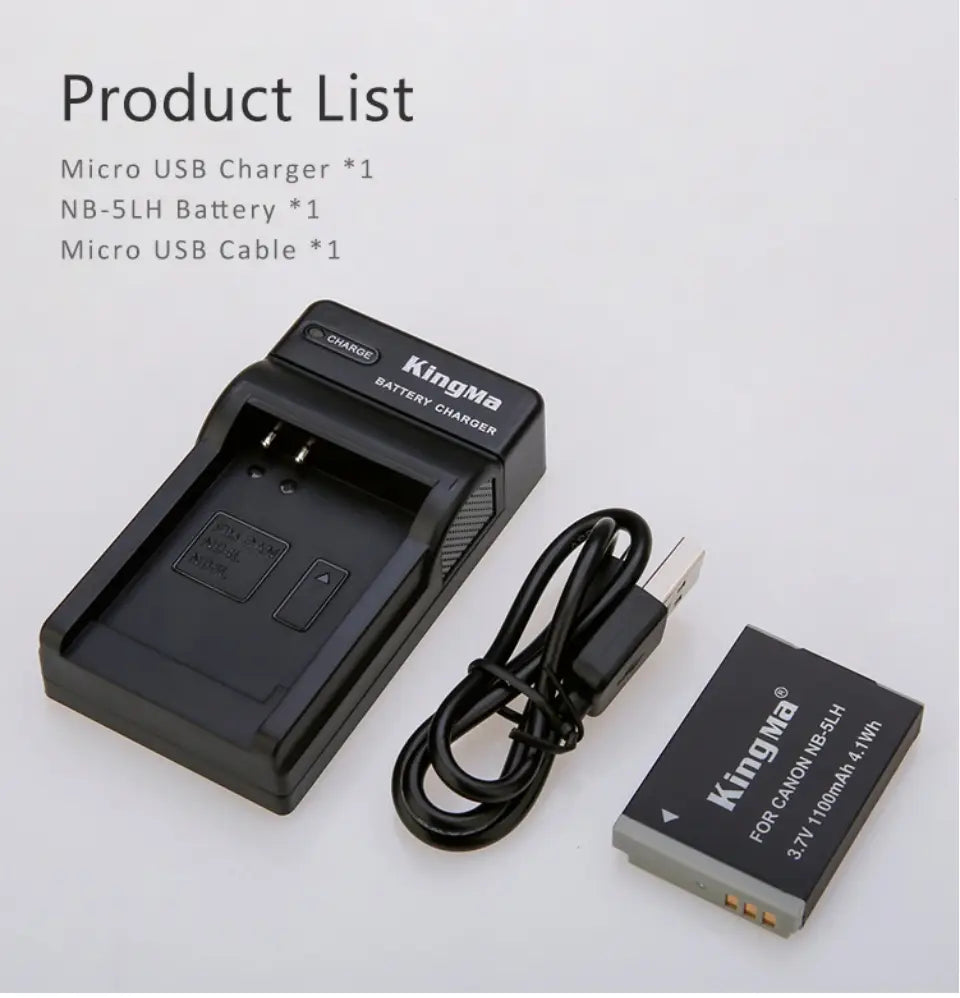 Canon NB - 5LH | NB - 5L 1100mAh Replacement Battery and Fast Charger with LED Indicator Set