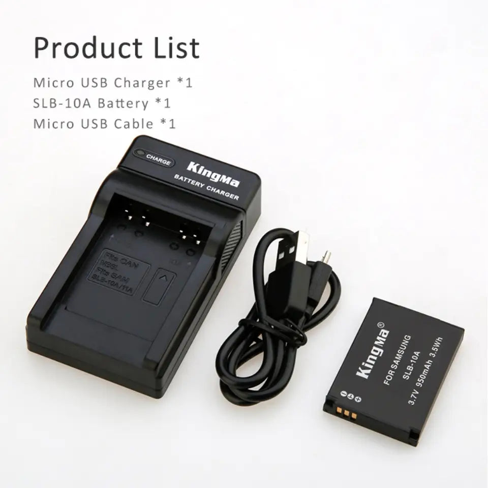 [KingMa] SLB - 10A Battery and Charger for Samsung EX2F HZ15W SL202 SL420 SL620 SL820 WB150F WB250F WB350F WB750 WB800F