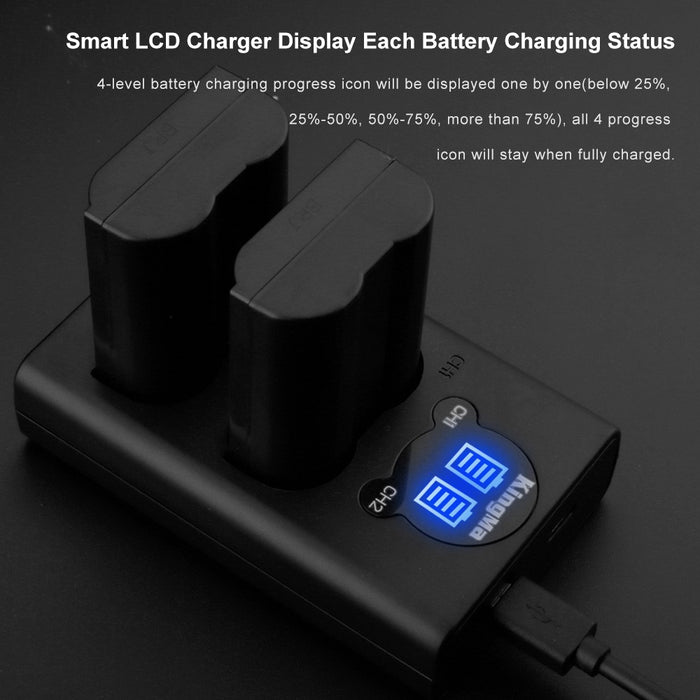KingMa EN-EL15 Dual Slot LED Display Charger for Nikon ENEL15 / EN-EL15 Battery