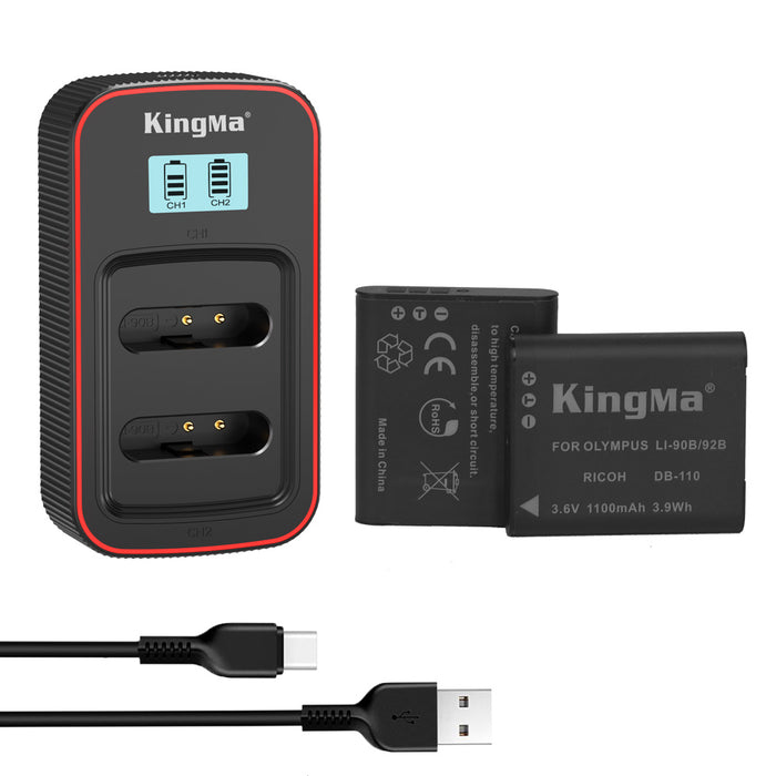 KingMa Li90B & Li92B Set | Olympus | 1100mAh Battery | Dual Charger