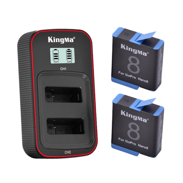 GoPro Hero 8 / 7 / 6 / 5 Replacement Battery and LCD Dual Charger Set