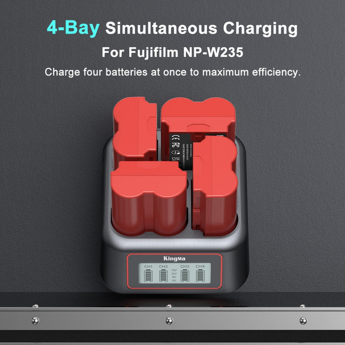 NP-W235 4-Slot Super Fast Charger for Fujifilm Batteries - Supports QC and PD