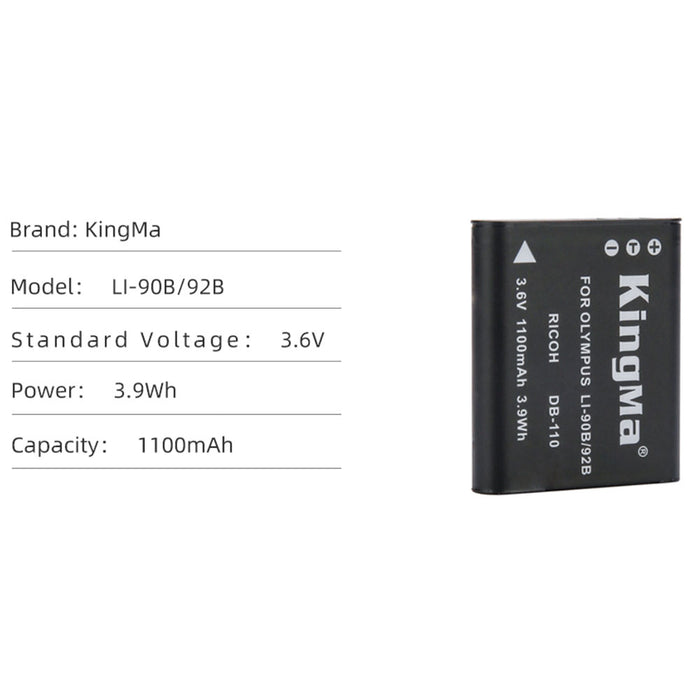 Li-90B / Li-92B Replacement Battery and Charger Set for Olympus Camera