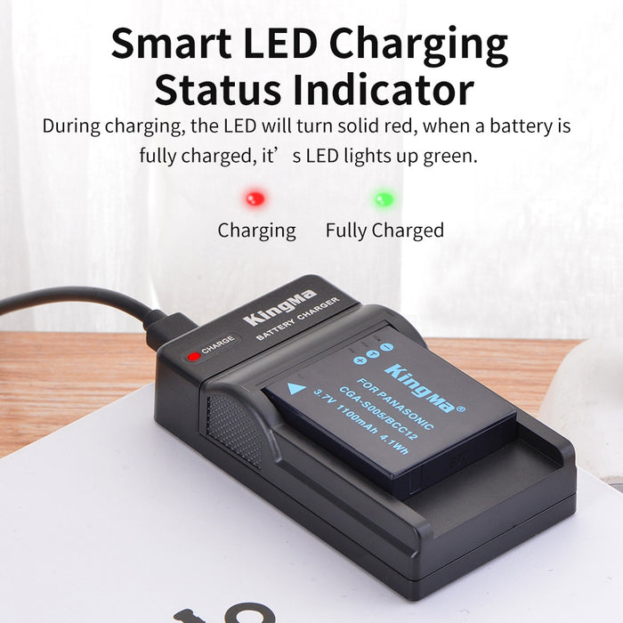 CGA-S005 / DMW-BCC12 Replacement Battery and Charger Set for Panasonic Camera