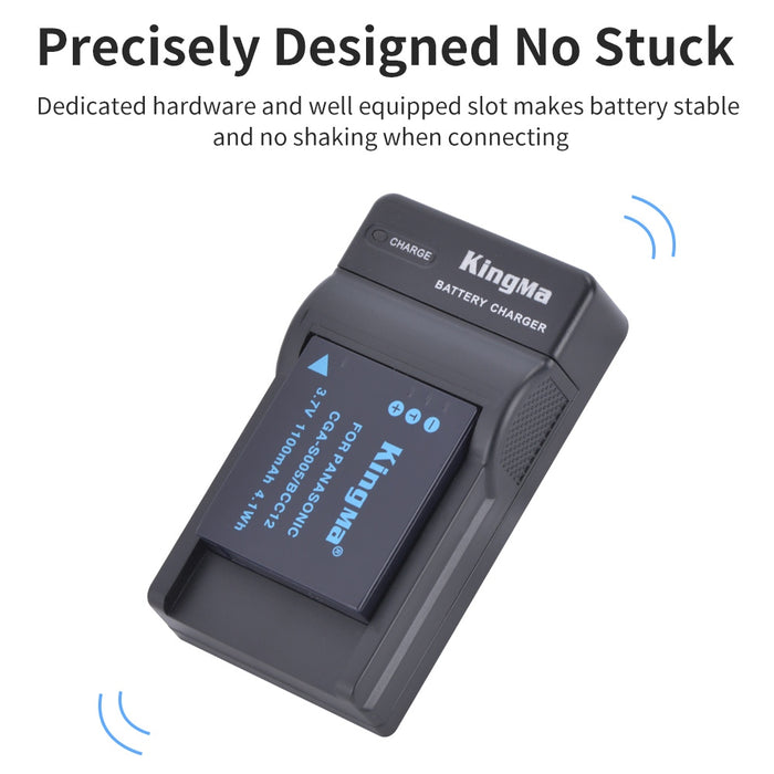 CGA-S005 / DMW-BCC12 Replacement Battery and Charger Set for Panasonic Camera