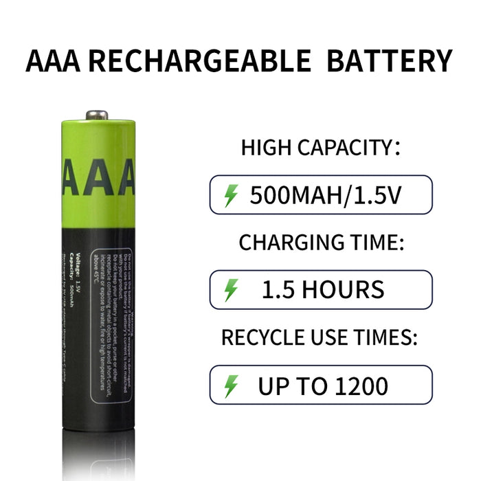 AA / AAA / 9V High Capacity Rechargeable Battery with Built-in Type C Port