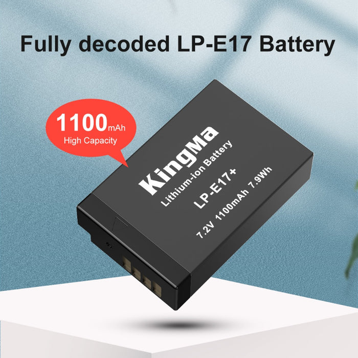 LP-E17 Fully Decoded Replacement Battery and LCD Dual Charger Set for Canon Cameras using LPE17 / LP E17 Batteries