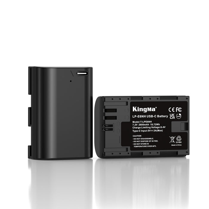 LP-E6 / LP-E6NH Fully Decoded Replacement Battery with USB Type C Charging Port for Canon Camera