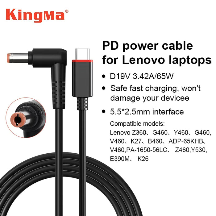 Lenovo Round Tip DC 5525 to Type-C Charging Cable