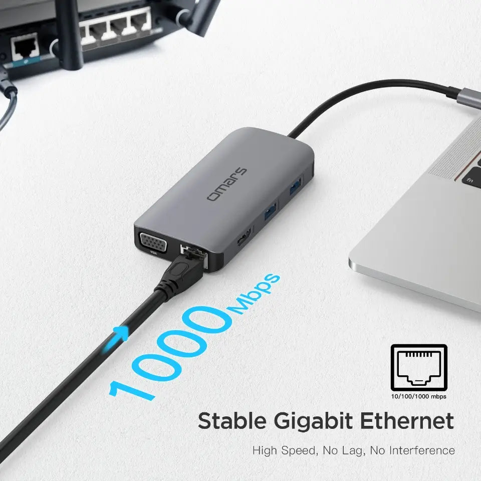 [OMARS] SuperFast Charging 9 Port USB - C Hub - OMHB004