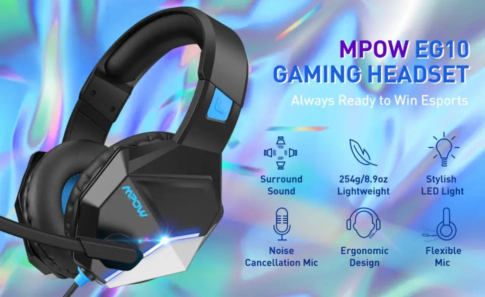 [Mpow] EG10 Gaming Headset for PS5 PS4 PC Xbox One - Headphone With Powerful 50mm Driver