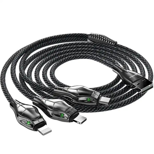 3 - in - 1 Enhanced Nylon - Braided 1.5m Data Sync | Fast Charging Cable | Lightning to USB Type