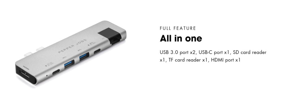 [PEPPER JOBS] Dual USB - C Hub with 4K HDMI output for MacBook Pro 13’/15’/16’ & MBA [TCH - MBP7 + ]
