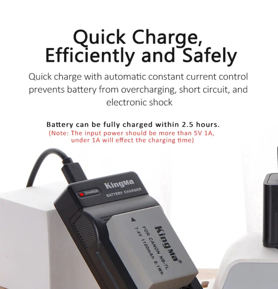 Canon NB - 7L 1100mAh Replacement Battery and Fast Charger with LED Indicator Set