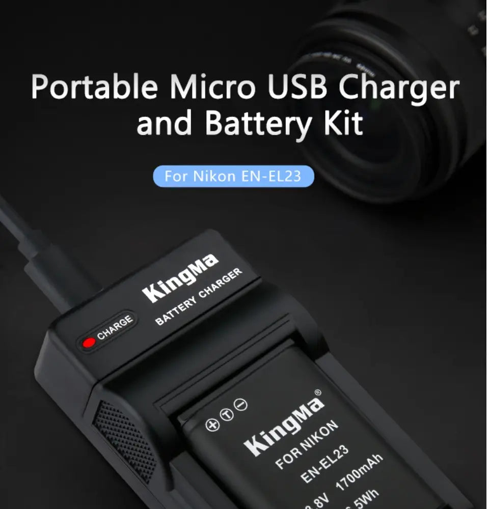 Nikon EN - EL23 1700mAh Replacement Battery and Fast Single Charger with LED Indicator Set