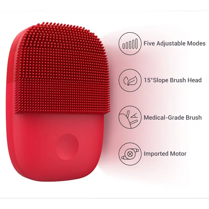 [Inface] Facial Cleansing Brush Electric Sonic Silicone Face Deep Cleanser [Upgrade Version] - Red Device