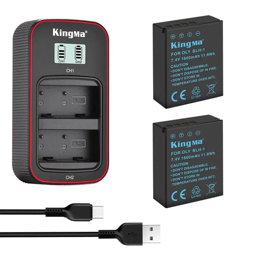 KingMa BLH-1 Set | Olympus | 1600mAh Battery | Dual Slot Fast Charger - 1