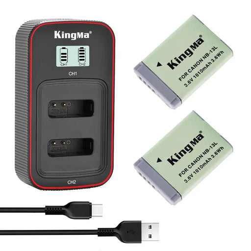 [KingMa] NB - 13L Replacement Battery (two) and USB Charger Set for Canon - Batteries