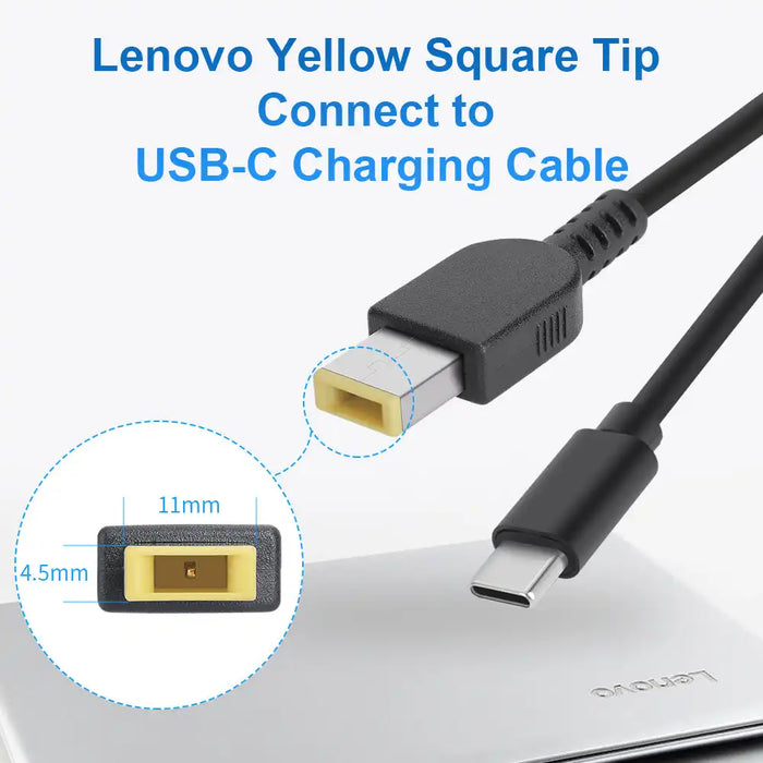 [KingMa] Fast Charging Cable for Lenovo Yellow Square Tip 11mm x 4.5mm DC 1145 to Type - C Laptop - 1.5m Length