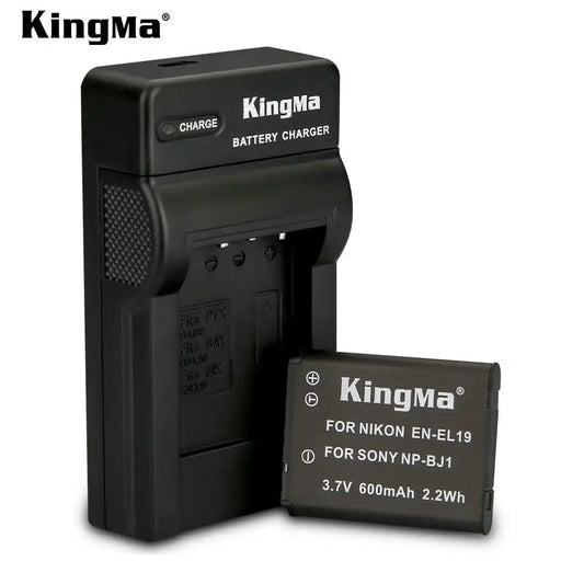 KingMa EN-EL19 / NP-BJ1 Set | Nikon & Sony | 600mAh Battery | Single Charger | LED - 1