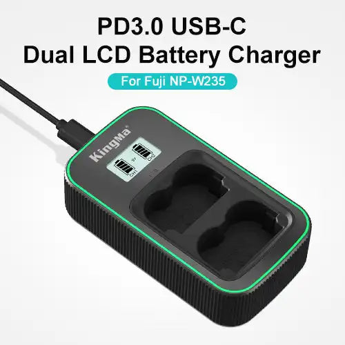 KingMa NP-W235 Fast Charger | Fujifilm | Dual Slot | LCD - 3