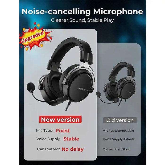 [Mpow] Air SE Gaming Headset For All Major Devices With Flexible Noise - Canceling Mic - Black/Red