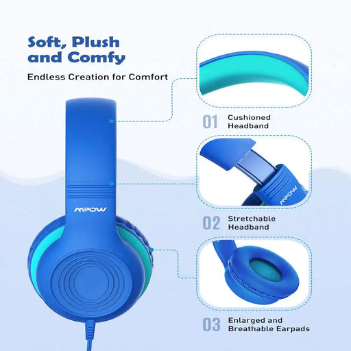 [Mpow] CH6S Kids Headphones with Microphone Over Ear Volume Limit Safe 85dB 94dB for School Travel