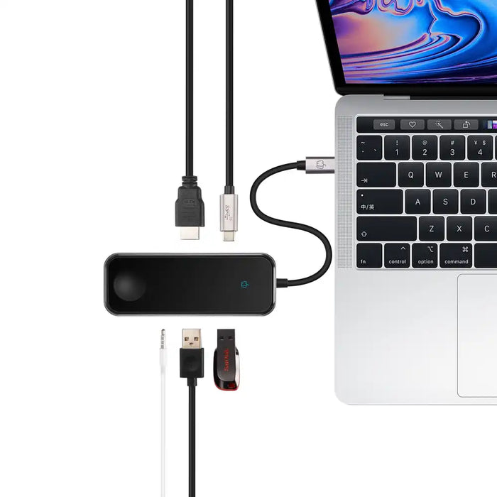 USB - C 3.1 to USB 3.0 hub with a wireless Apple watch charging pad 4K HDMI video output 2x USB 3.0