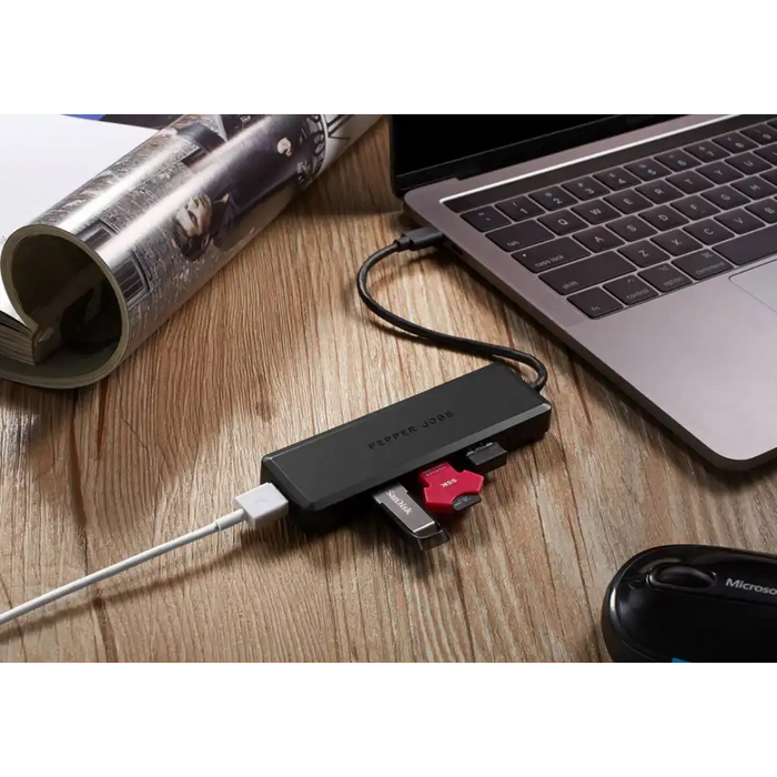 USB - C to 4 - Port USB 3.0 Ultra Slim Hub Adapter [TCH - U4 Black] - 5